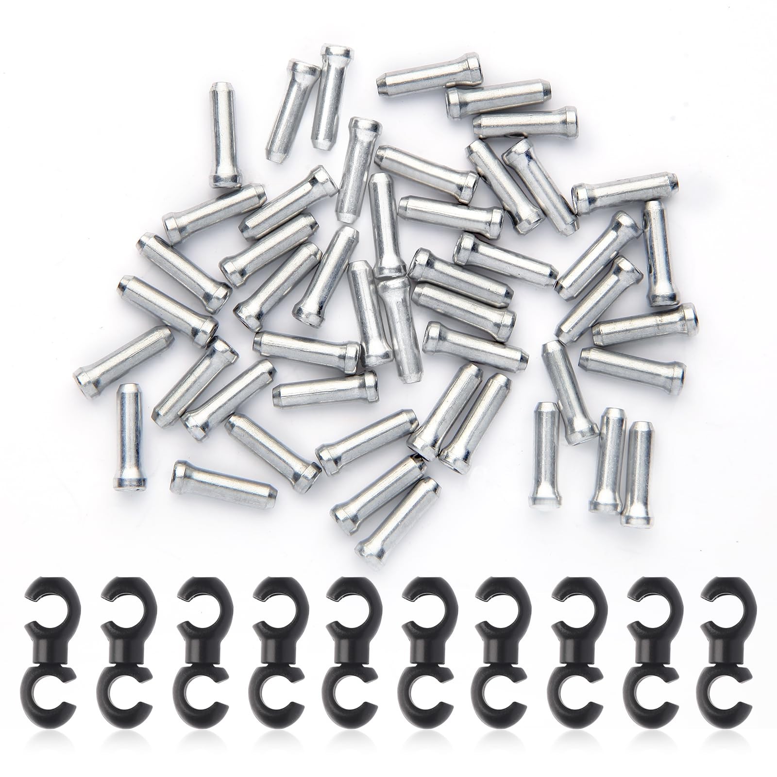 Bike Cable End Caps, Clasps, as shown in the figure, Silver, Black