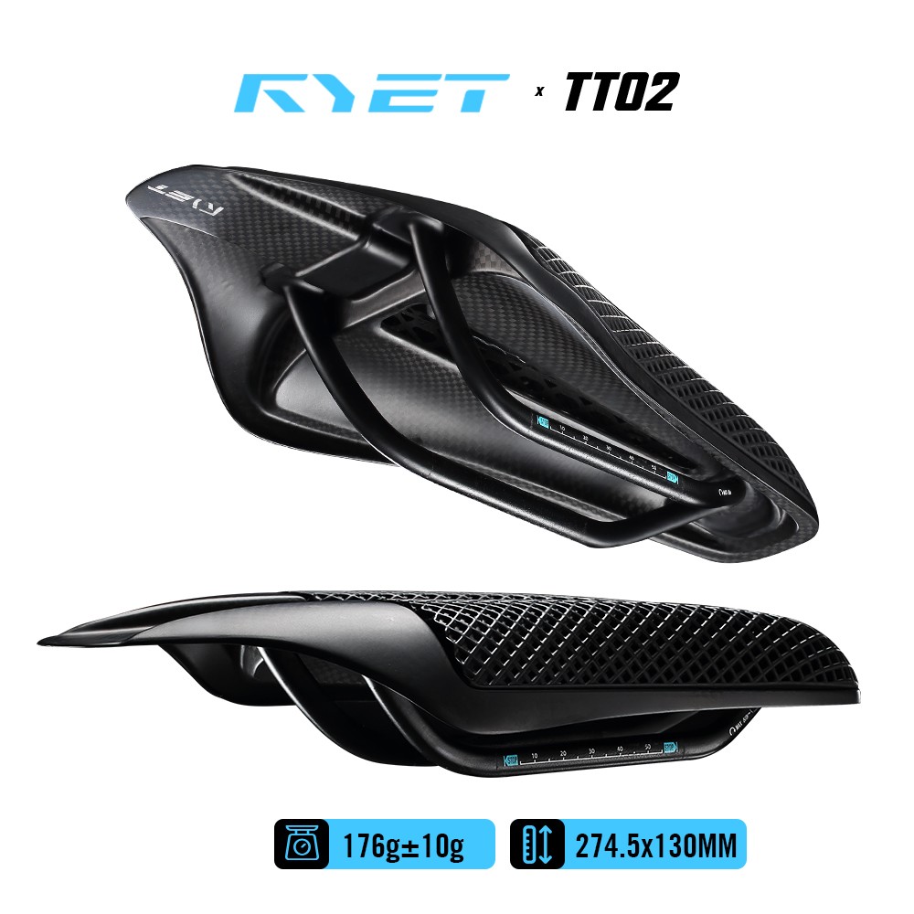 Full Carbon 3D Printed Triathlon Saddle Short Nose Wide Aero Design Carbon Shell