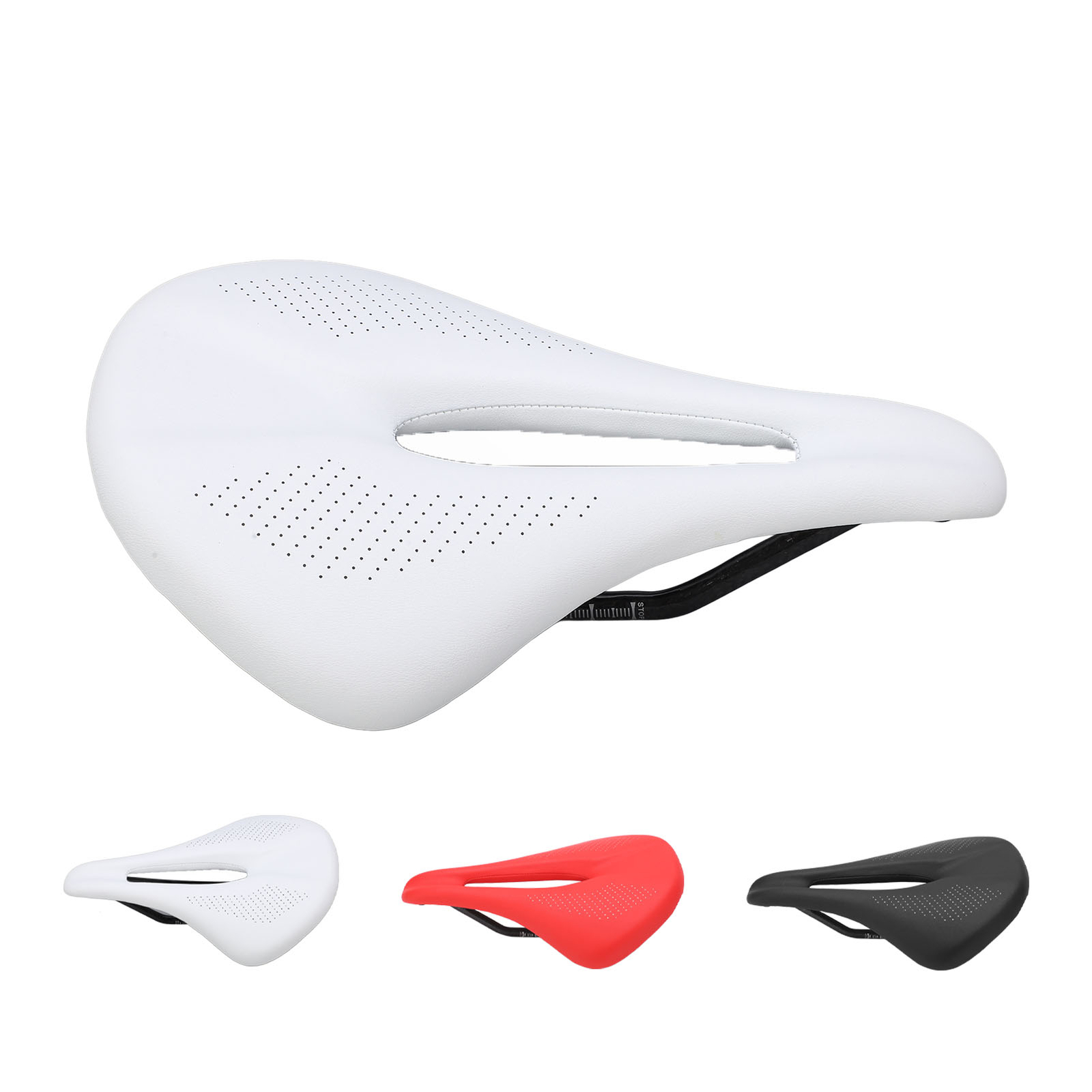 155mm Widen Carbon Fiber Leather Saddle Cushion Hollow Cycling Road NEW