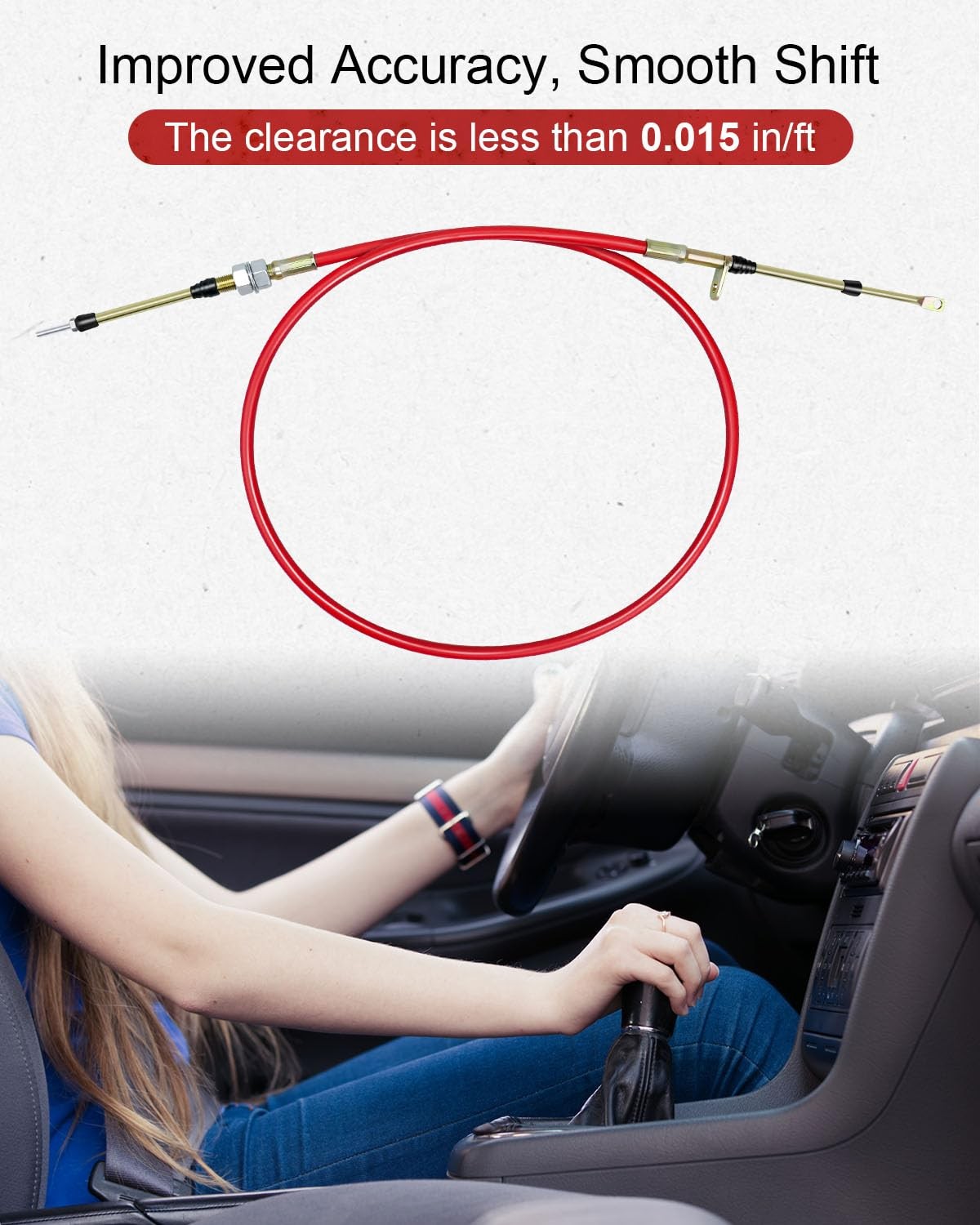 WMJNH 80833 Shifter Cable Fits for B&M Shifters with Eyelet End, 5 Ft Long…