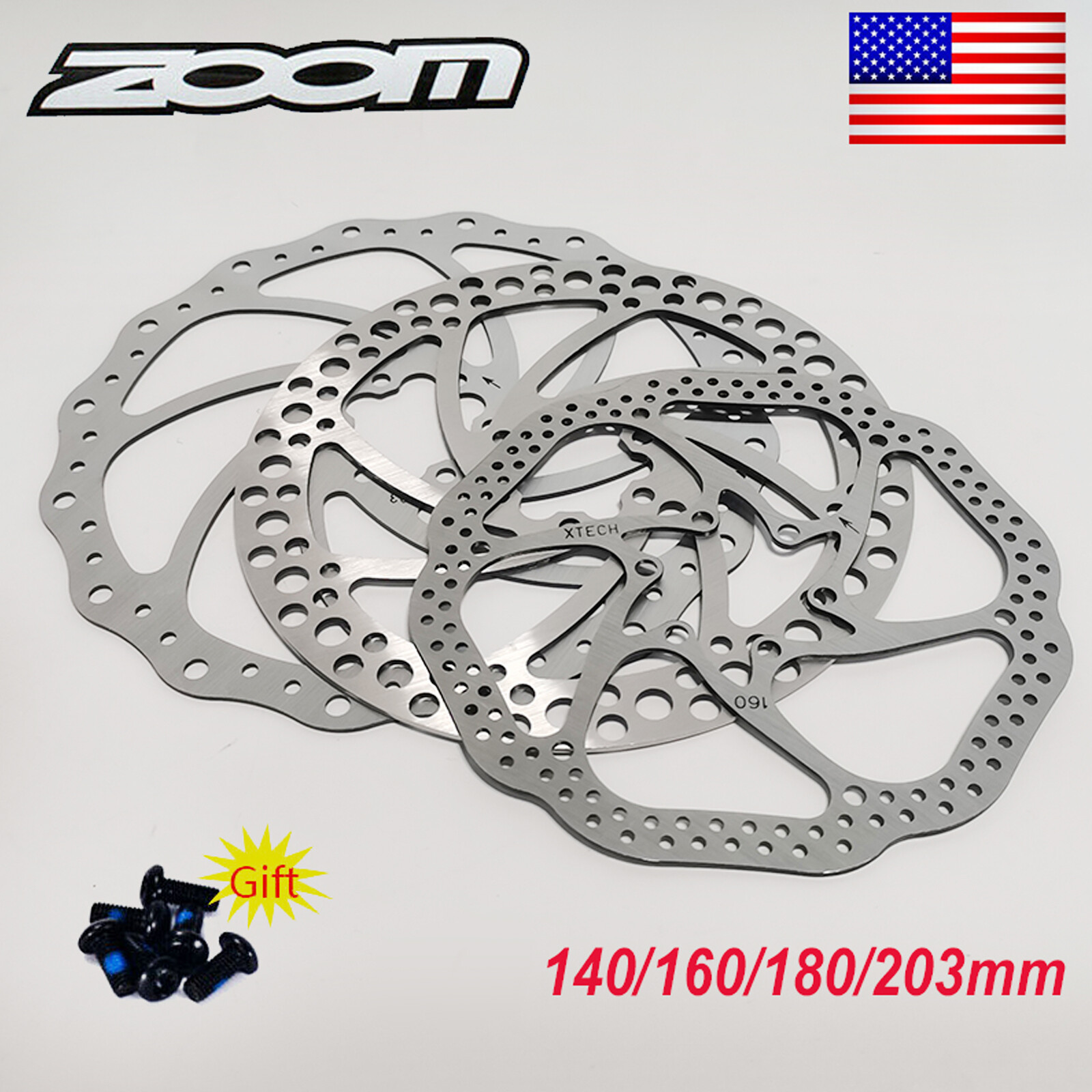 ZOOM 203mm 180mm 160mm 140mm Bike Rotor MTB Road Bicycle 6 Bolt Disc Brake Rotor
