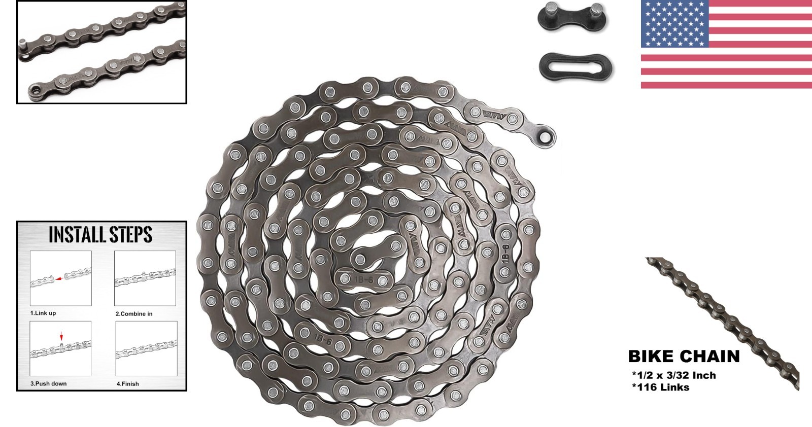 Compact 6/7/8-Speed Bike Chain – Rust-Proof & Easy Install, 58 Inches