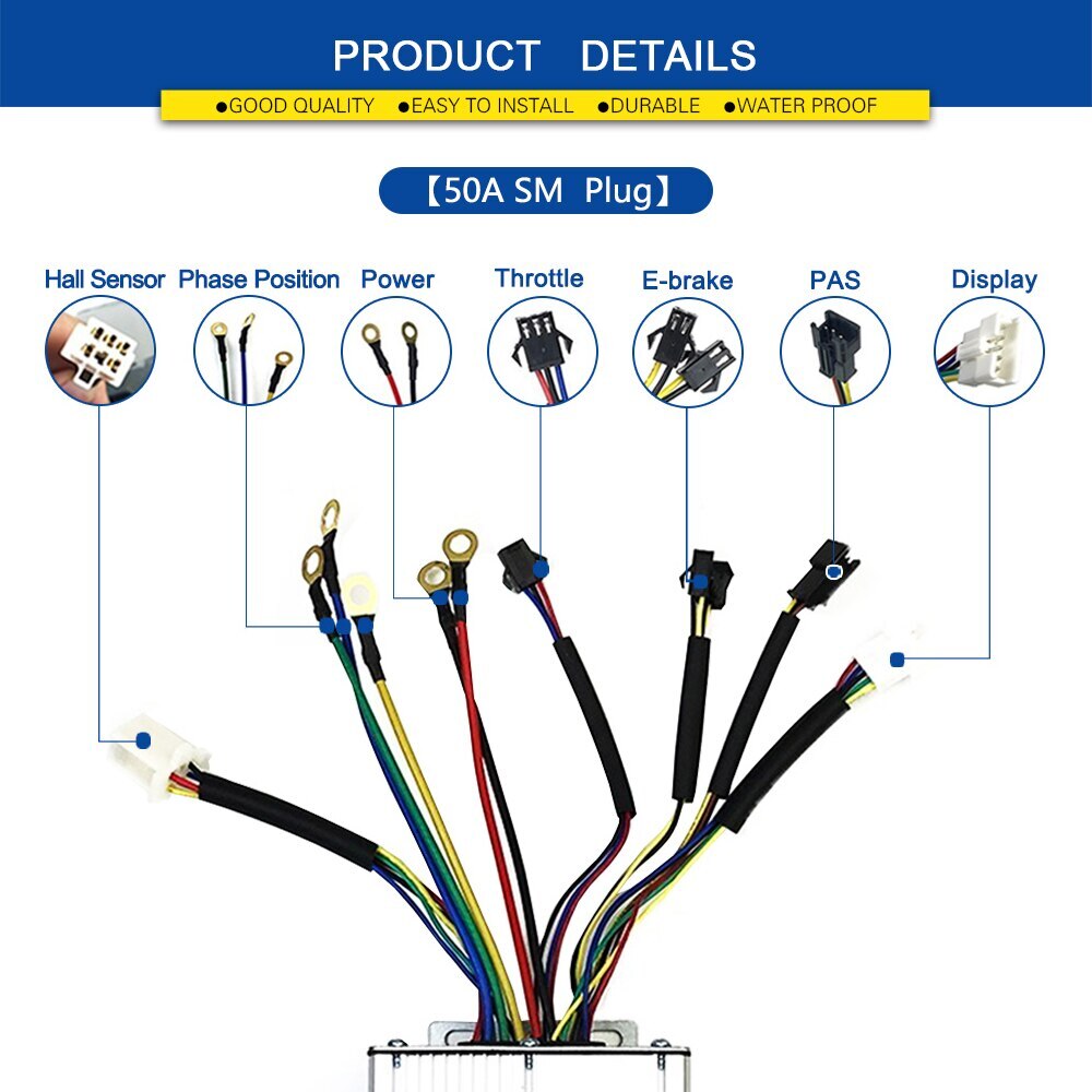 Electric Bike Controller 24V 36V 48V 250W-1500W Squarewave Controller
