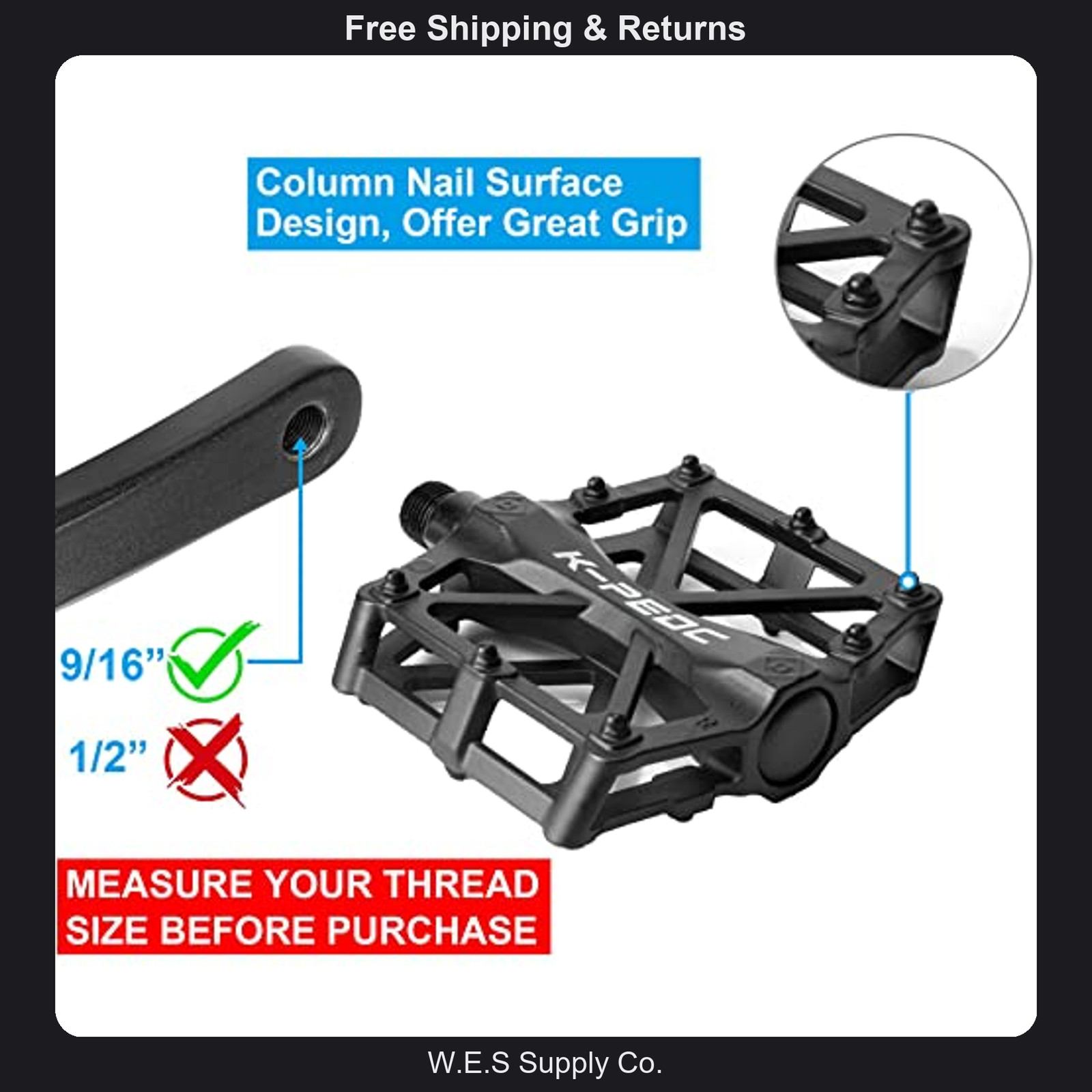 GPMTER Aluminum Platform Bike Pedals 9/16 Inch for Mountain and Road Bikes