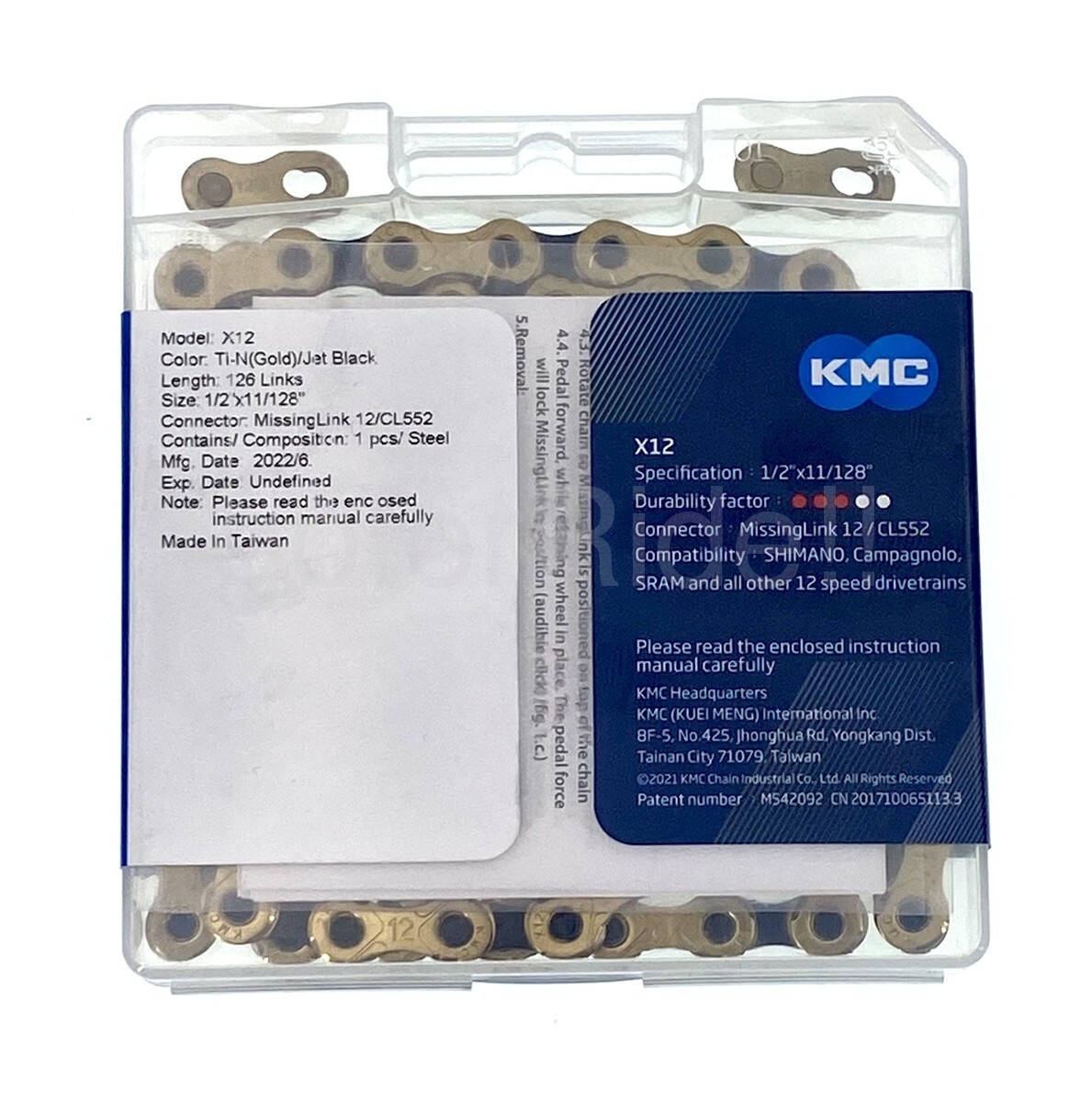 KMC X12 Speed 126L Chain Gold/Black
