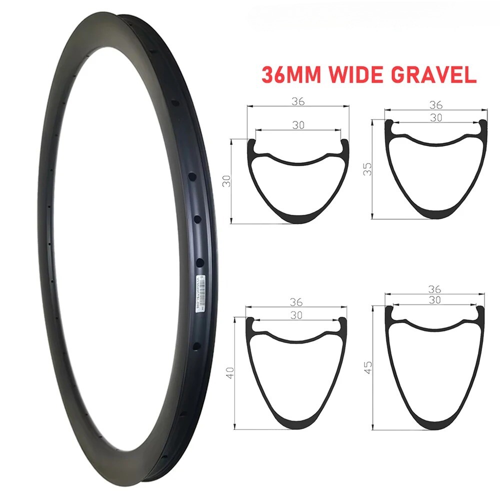 1 Pcs Road Bike Carbon Rim 700c 36 30mm Wide 30-50mm Depth Tubeless Clincher