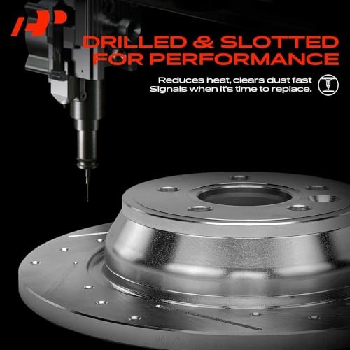 10.19 inch (259mm) Rear Drilled and Slotted Disc Brake Rotors Compatible with