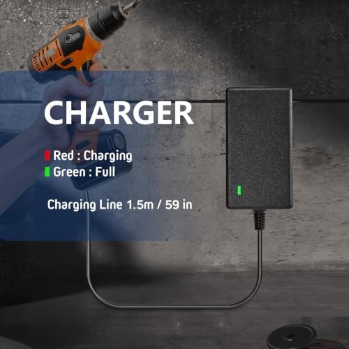 21V Charger for Mini Chainsaw, Drill, Wrench, Screwdriver, Trimmer, 1A 2.0Ah