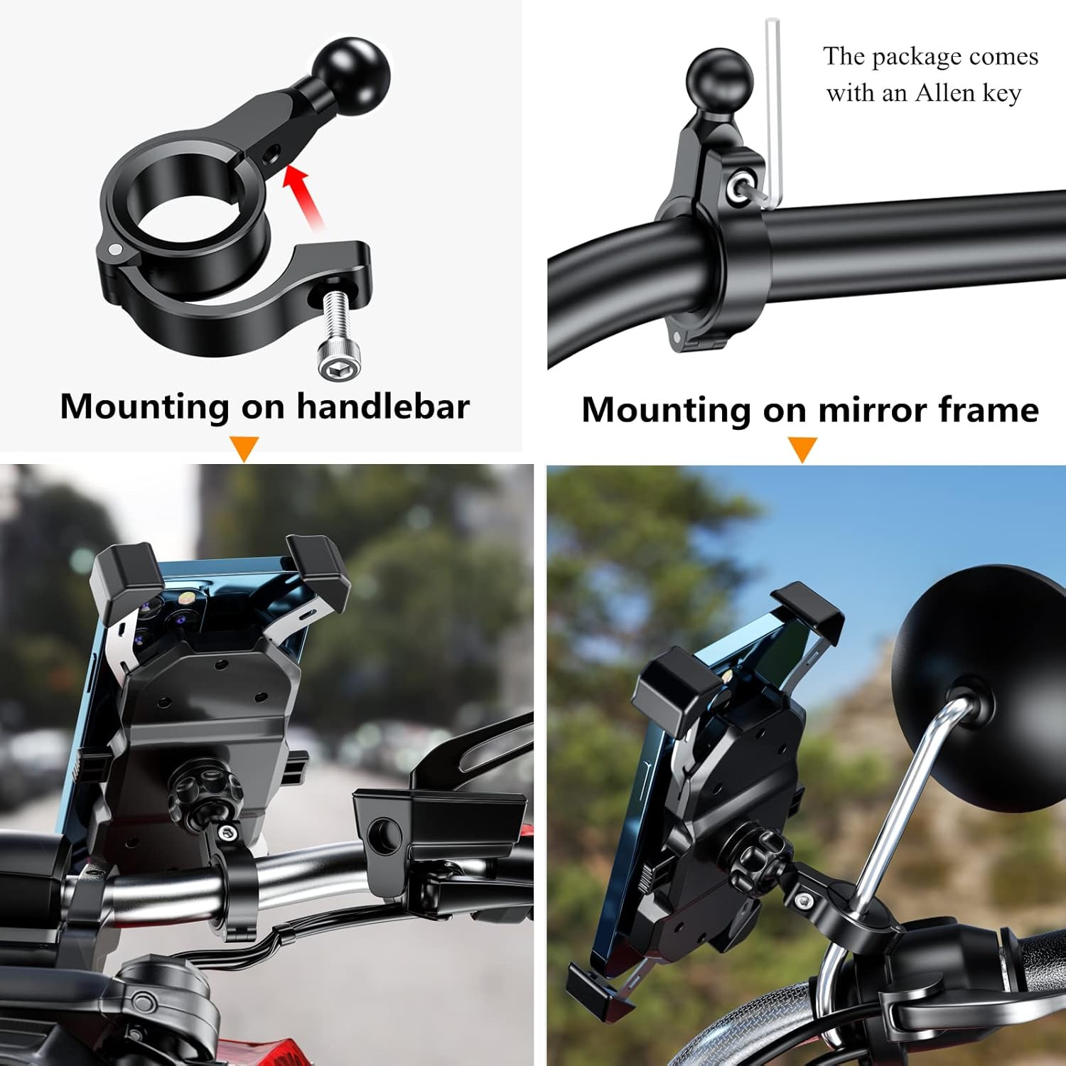 Aluminum Alloy Mount Base with 0.67» TPU Ball | for Handlebar Round