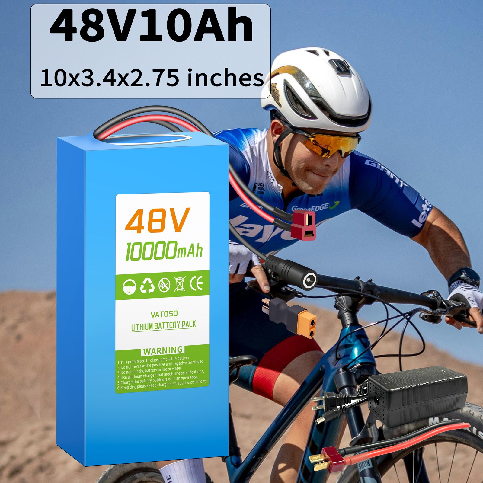 Ebike Battery 48V 10Ah Lithium with 30A BMS for Electric bike Bicycle