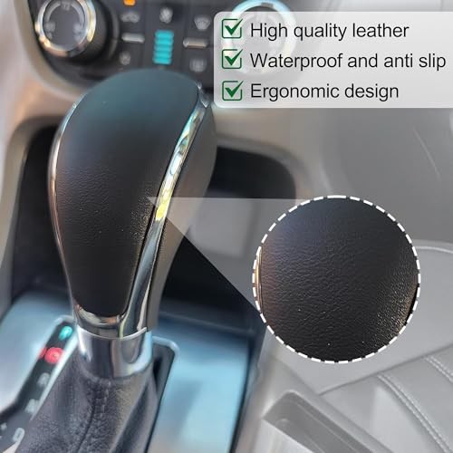 Automatic Gear Stick Shift Knob Black Fit for Buick Verano Regal Black + Silver