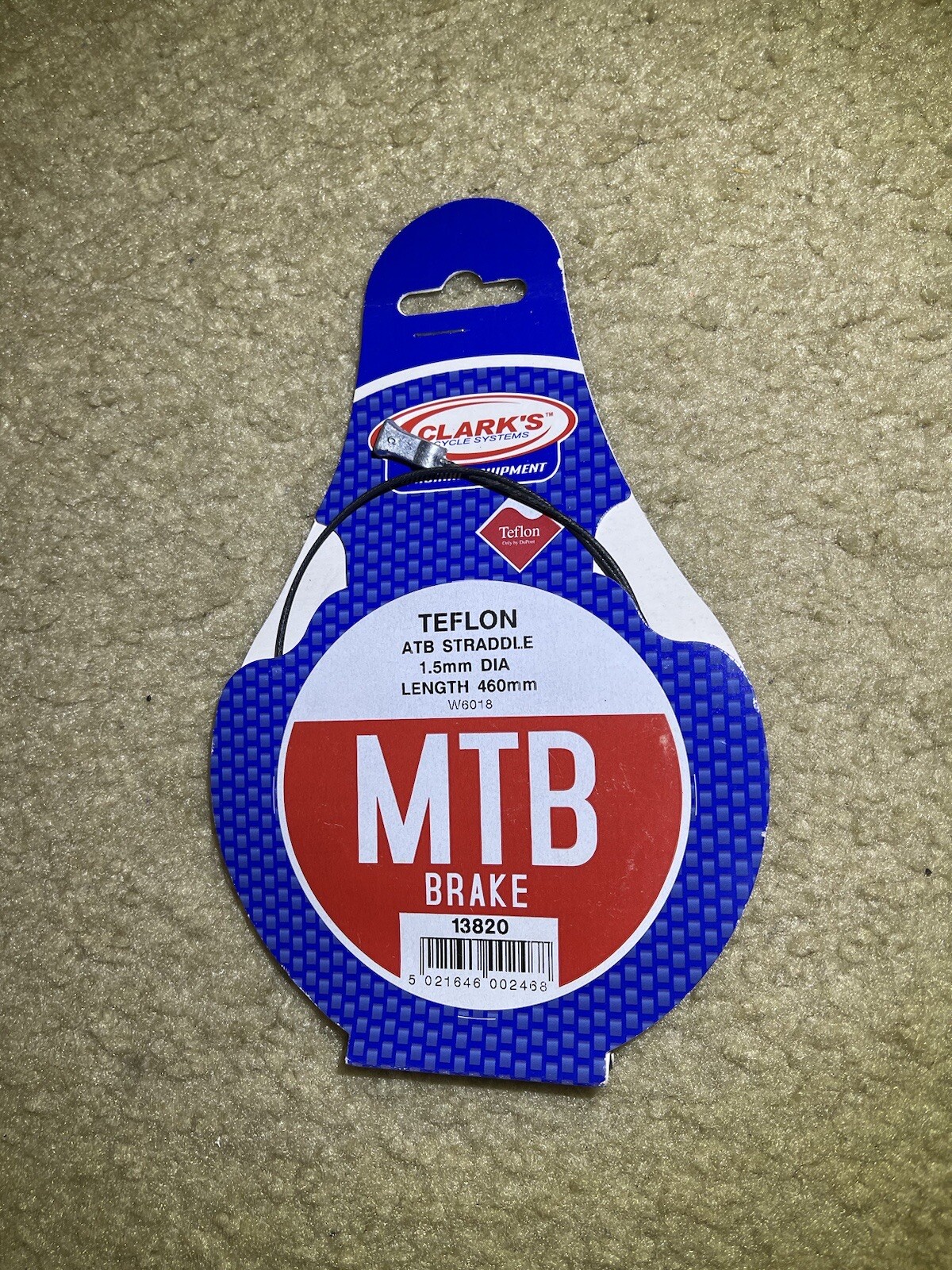Clarke’s Teflon ATB Straddle Cable 1.5mm Diameter 460mm Length MTB Brake Cable