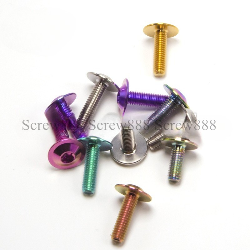 Titanium Bolts M6x10 15 20mm T30 Torx Head Screw Bike Fasteners 2/6pc