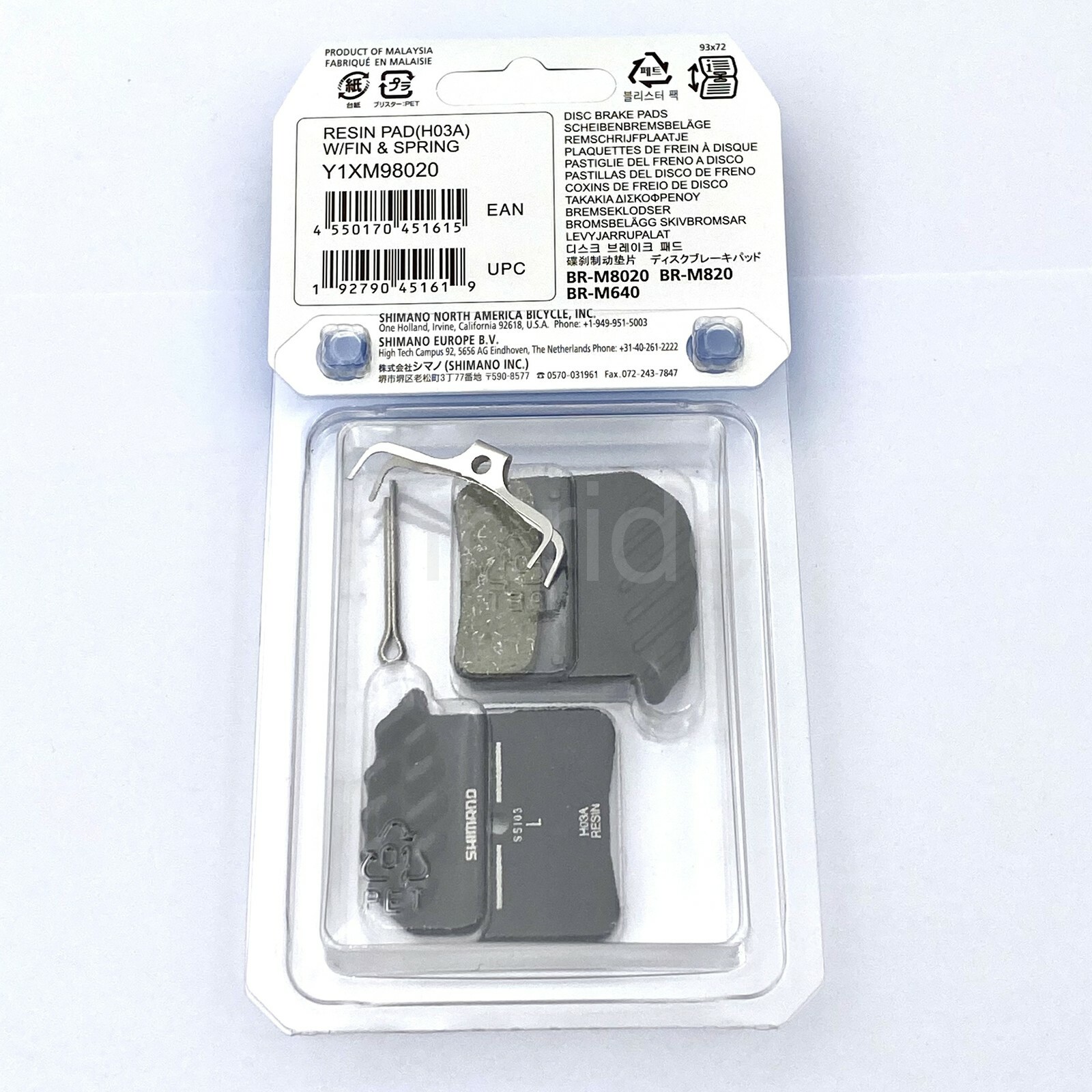 Shimano H03A Resin Disc Brake Pad +Ice-Tech Fin for XT BR-M8020/Saint M820,Zee