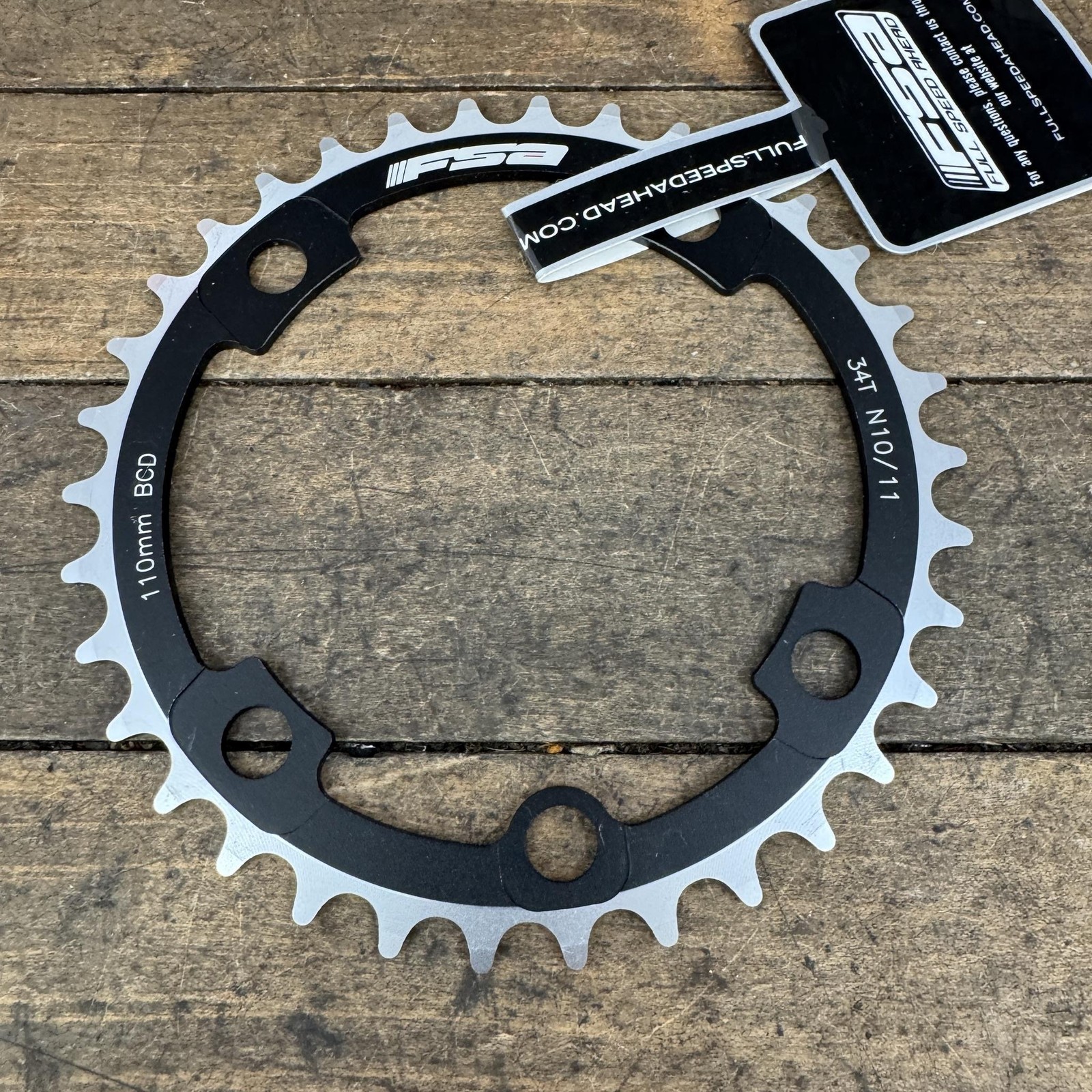 FSA Chainring 34T 110 BCD 4-Arm N10/11 Black Aluminum Road Bike 34 Tooth