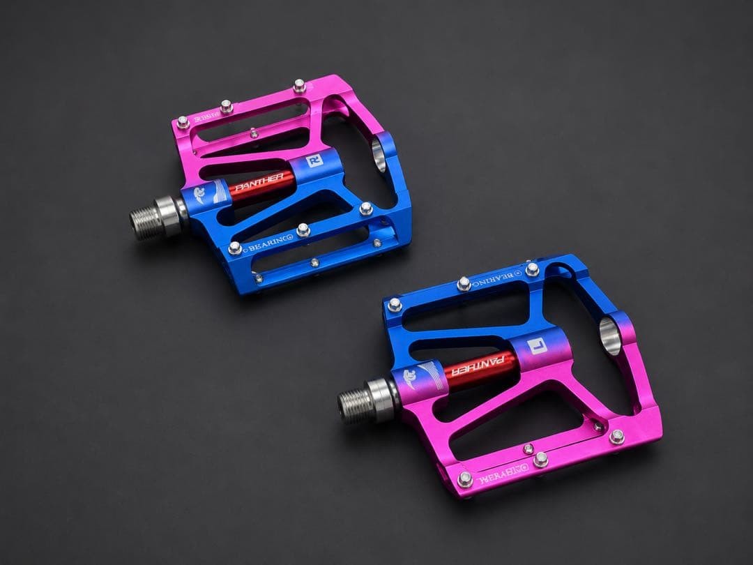 PANther Ultra Light Flat Pedal Blue Pink Gradient CNC Aluminum New 10×9.5cm