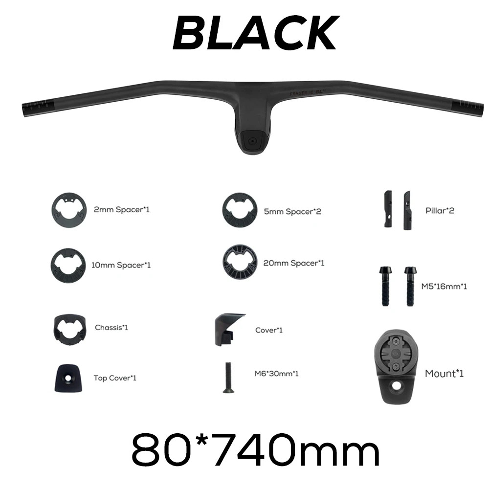 740mm -20 Degrees MTB Bicycle Full Carbon Fibre Integrated Cockpit Handlebar