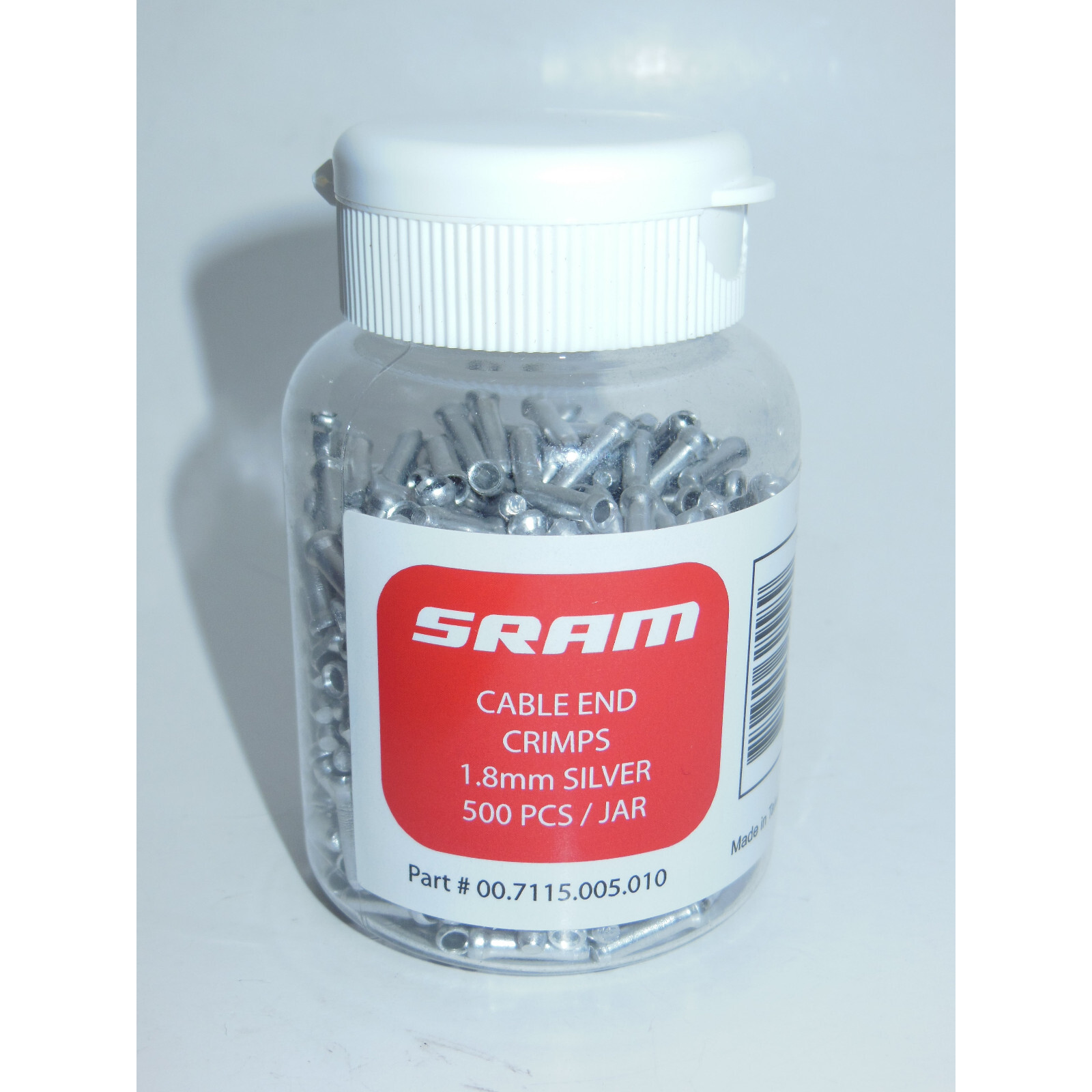 SRAM Cable End Crimps for Brakes 1.8mm Silver 500pc Jar 1.5/1.6 tip cap bike