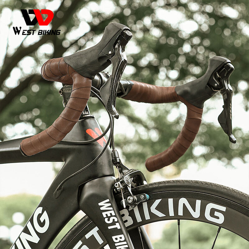 WEST BIKING Genuine Leather Bicycle Handlebar Tape Road Bike Classical Belt