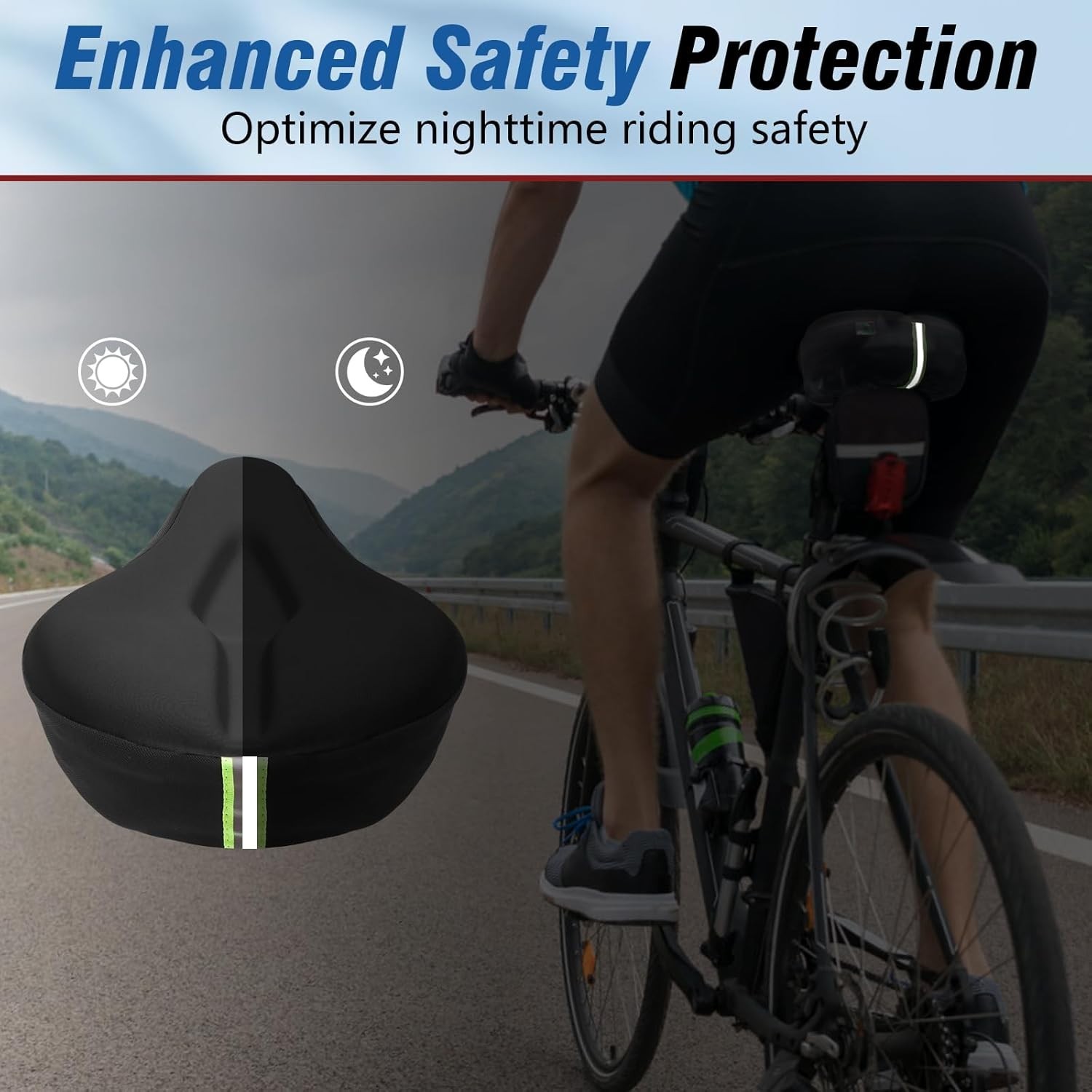 Deluxe Bike Seat Cushion with Moisture-Wicking Fabric – 11×10 Inches of Comfort