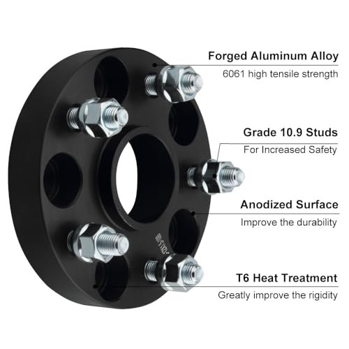 4PC Black 5×4.5 to 5×112 Wheel Adapters – 1 Inch with 12×1.5 Studs – 4 PCS