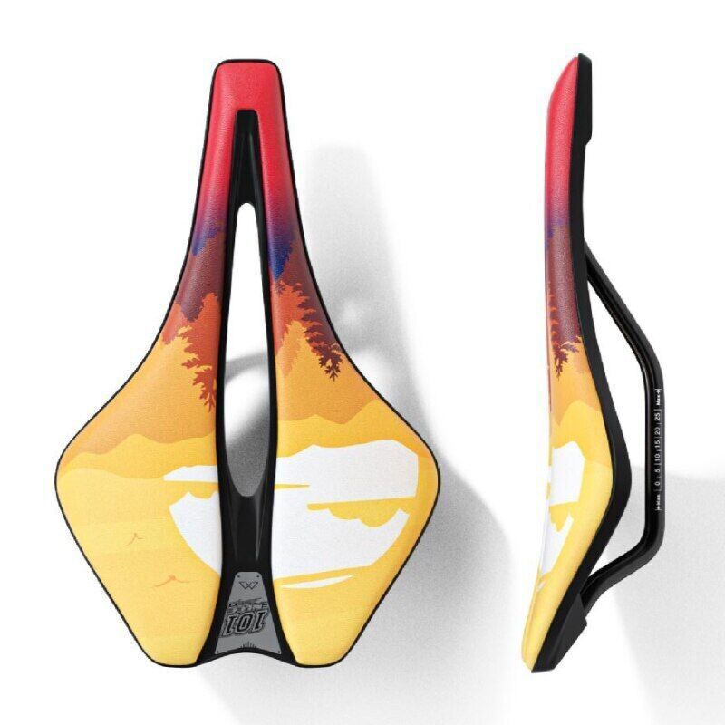 Bicycle Saddle Graffiti Printed Short Nose Bike Seat Ergonomic Cut Out