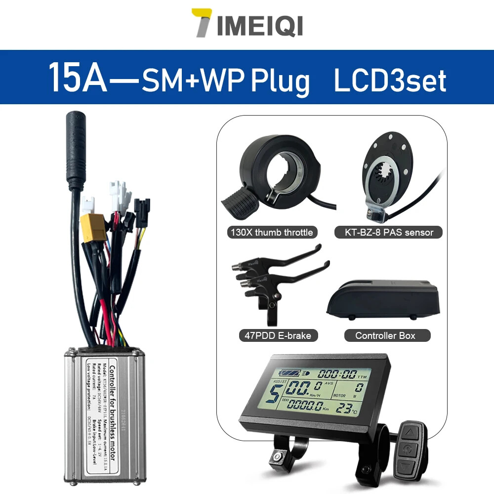 Electric Bike Controller 36V 48V 15A Waterproof 6 Mosfet Controller with Display