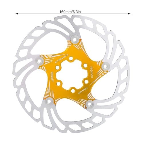 160mm Floating Bike Disc Brake Rotors – Stainless Steel & Aluminum Alloy Gold