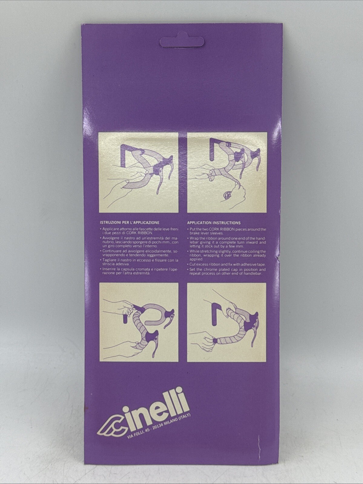 NOS VINTAGE Genuine Cinelli CORK Handlebar Tape WHITE Chrome Plugs MADE in ITALY