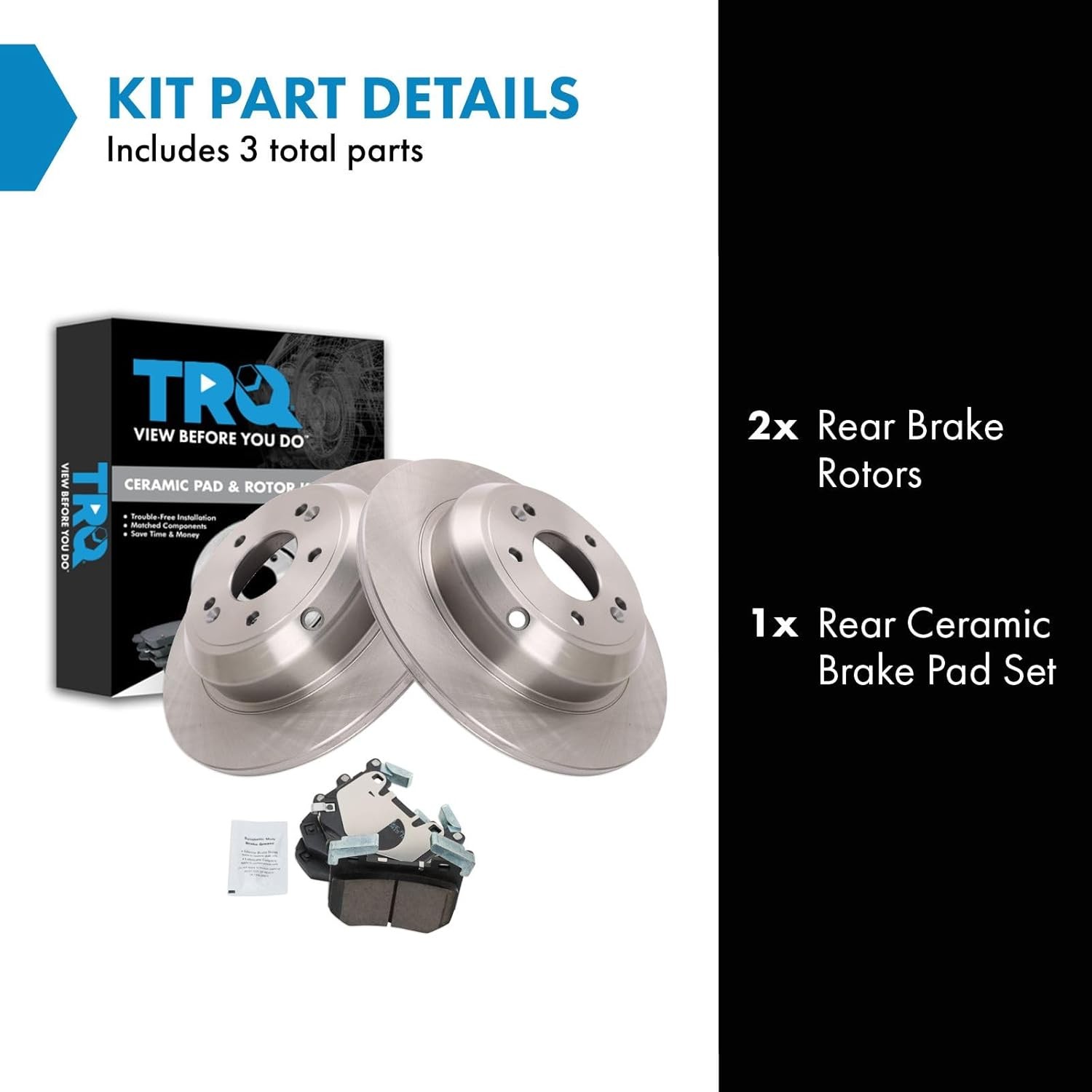 Ceramic Rear Brake Pad & Rotor Kit – Quiet, Low-Dust, Direct Replacement