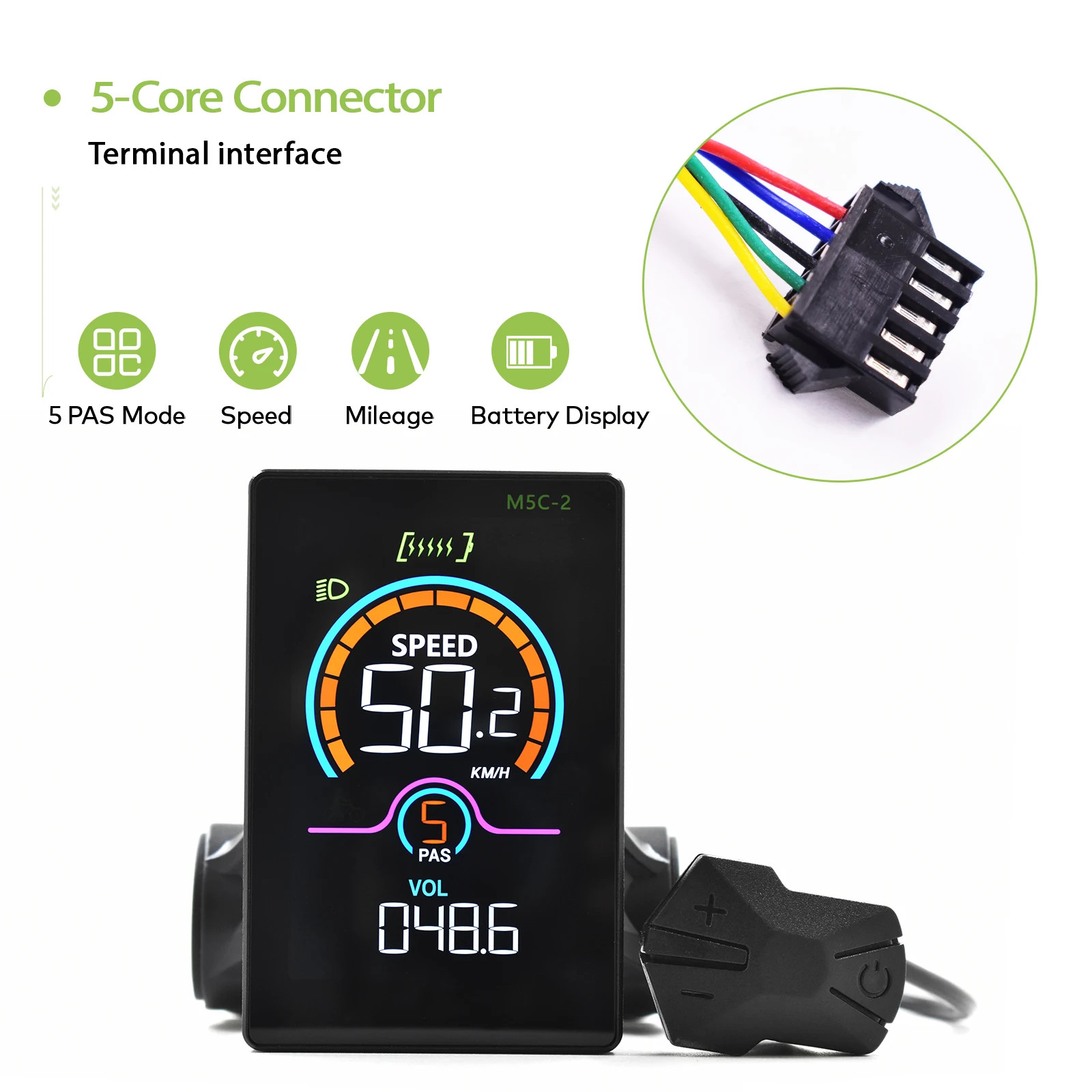 Electric Bike Computer Bluetooth Wired Digital Color LCD Display Vehicle Locking