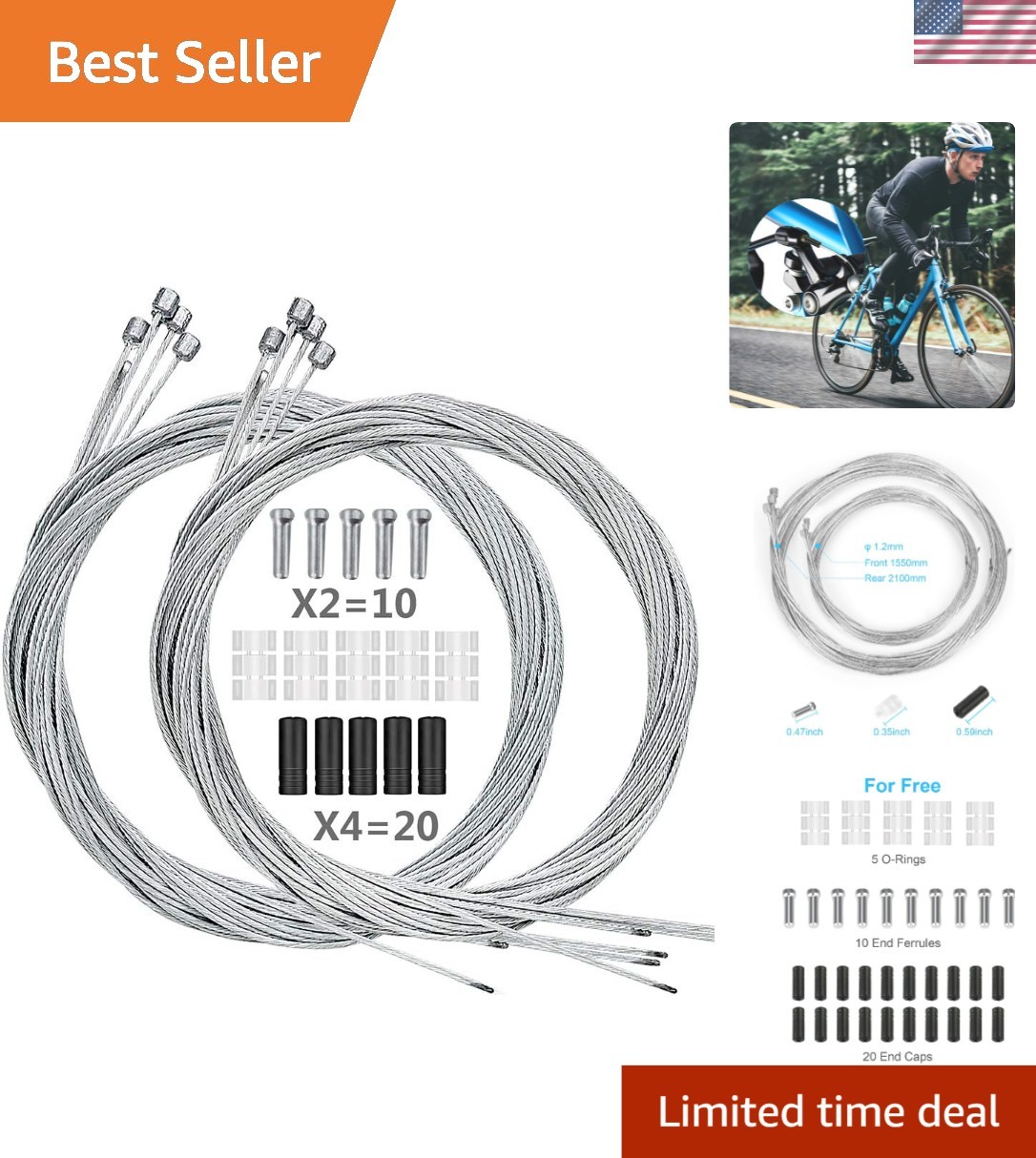 10PCS Bike Shift Cable, Professional Bicycle Shift Wire Kit for Mountain and…