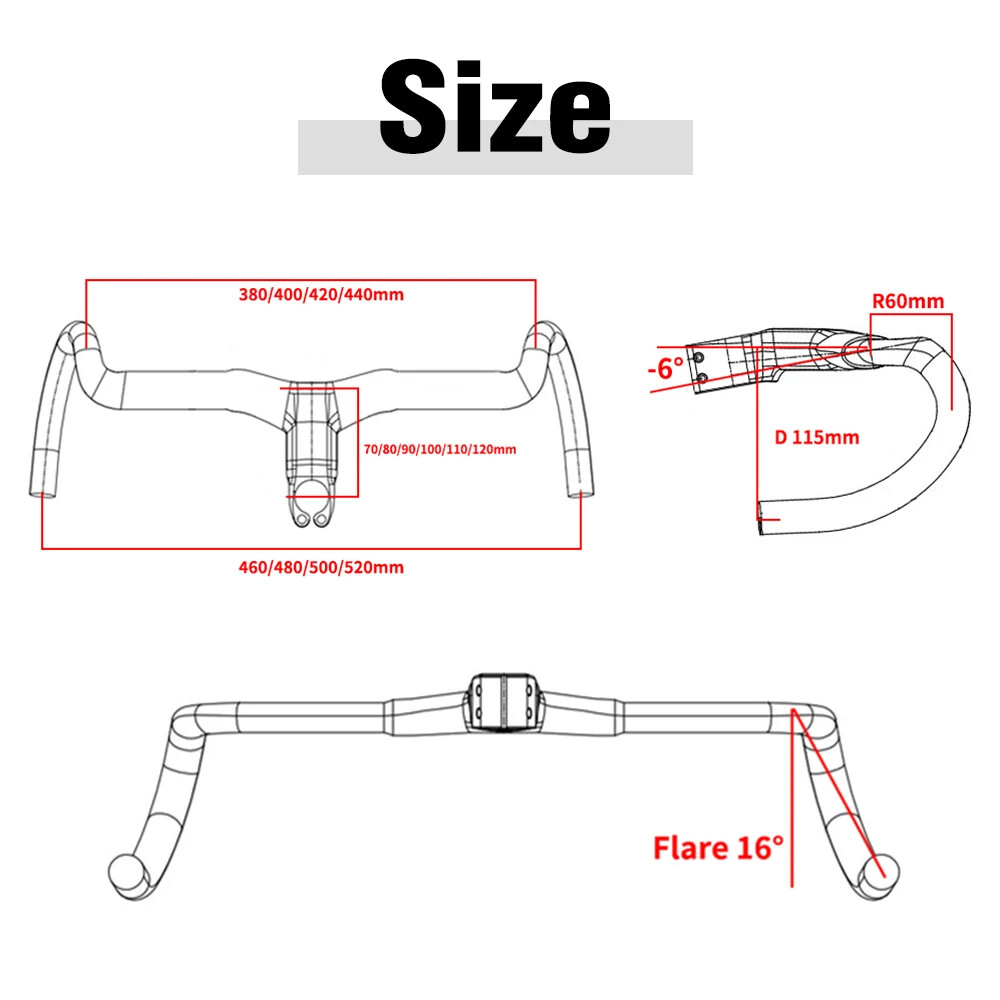 Gravel Integrated Cockpit Drop Bar Internal Cable Routing Bike Carbon Handlebar