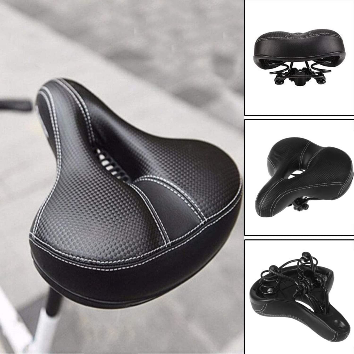 Comfortable Wide Bike Seat Cushion – Soft Padded Bicycle Saddle with Dual Sho…