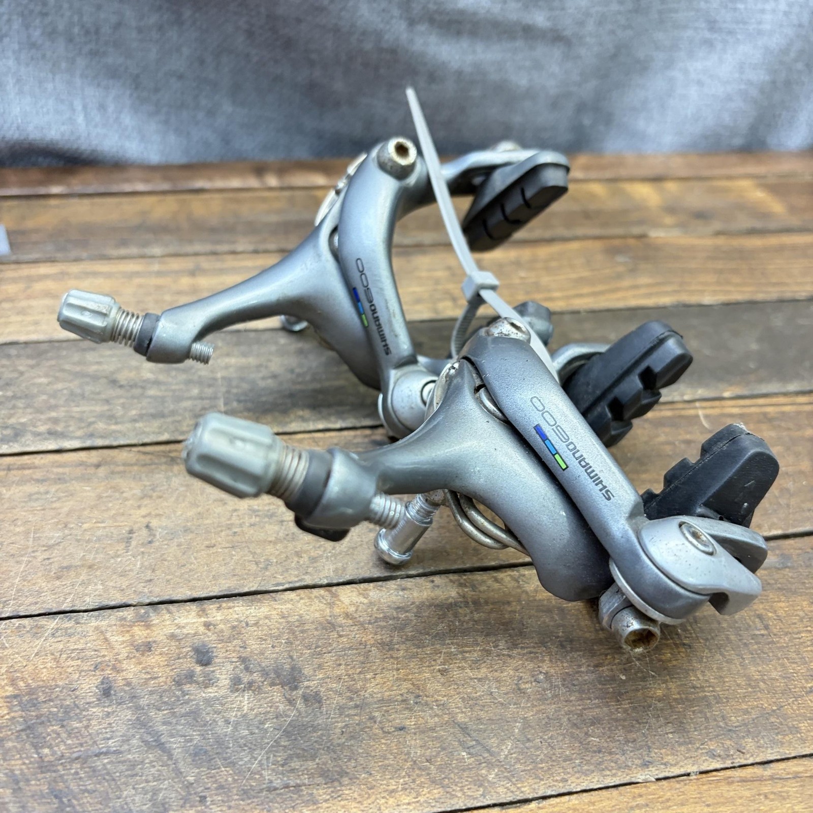 Vintage Shimano 600 BR-6403 Caliper Brakes Set Gray Tricolor Side Pull Japan