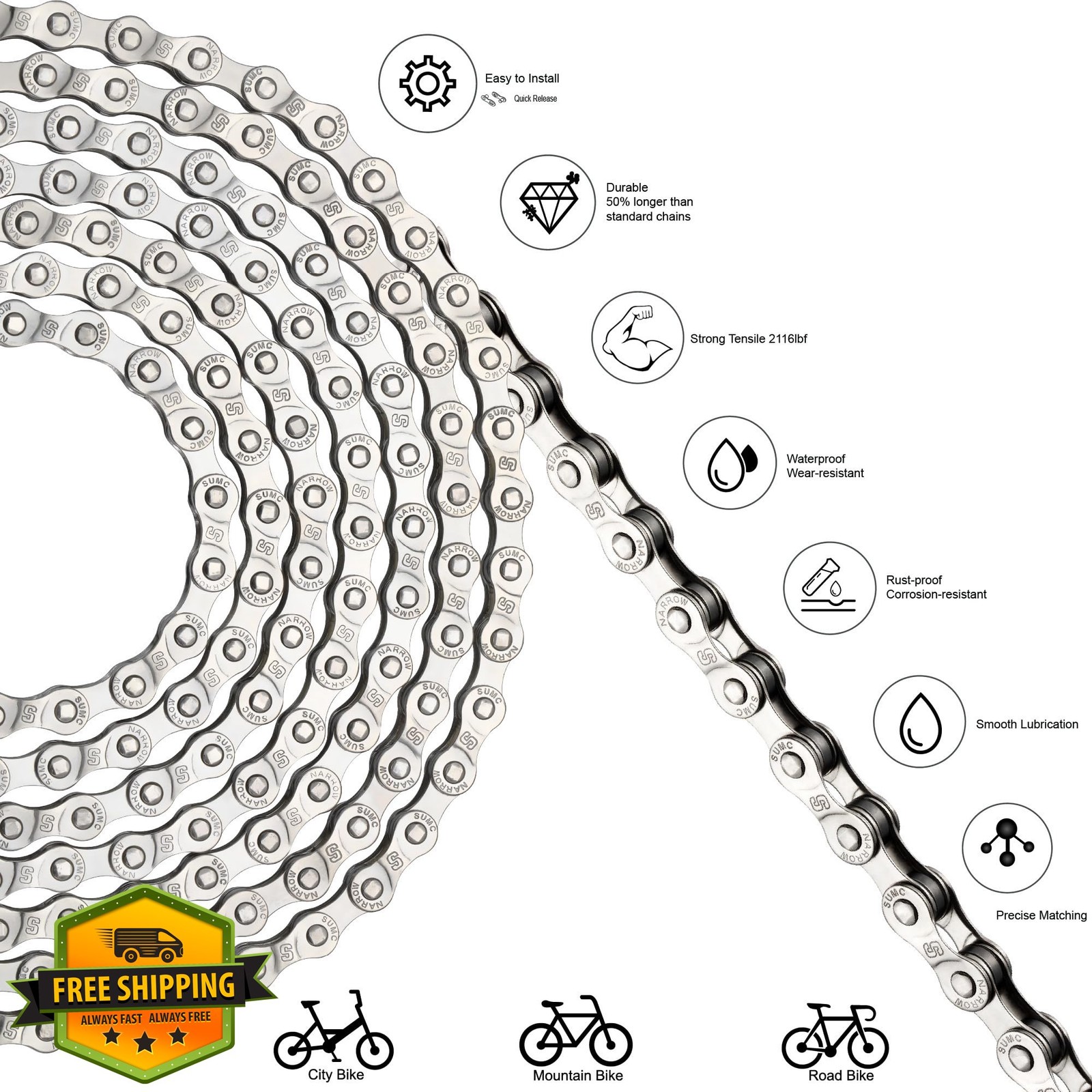 XIAOTINGZI Bike Chain Kit 6/7/8 Speed