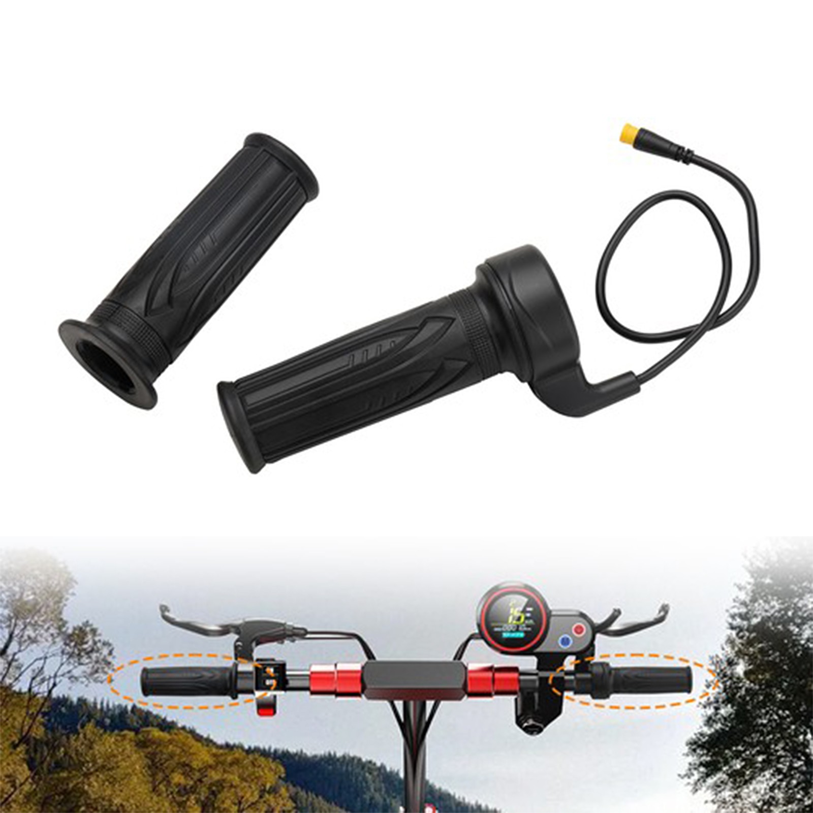 3 Pin Full Twist Throttle Handlebar Grip 12V-72V For Electric Bicycle Scooter