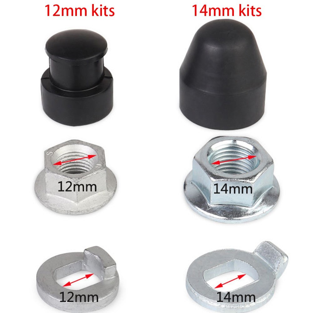 Lock Nut Washer Nut Cover Set for 12mm 14mm E-Bike Hub Motor Axle Carbon Steel