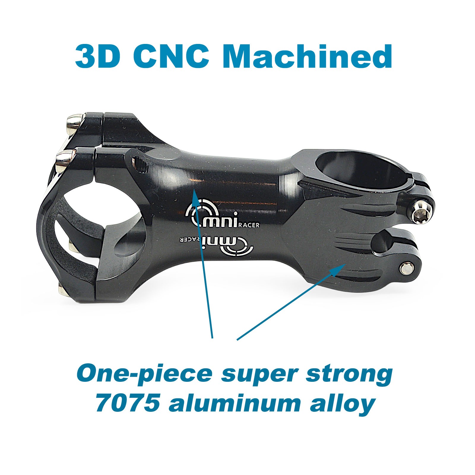 31.8x60mm OMNI Racer WORLDS LIGHTEST RACE-Lite Handlebar Stem & Ti Bolts BLACK