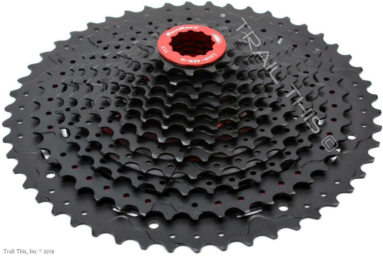 SunRace CSMZ90 11-50T 12-Speed Wide-Range Mountain Bike Cassette – Black & Red