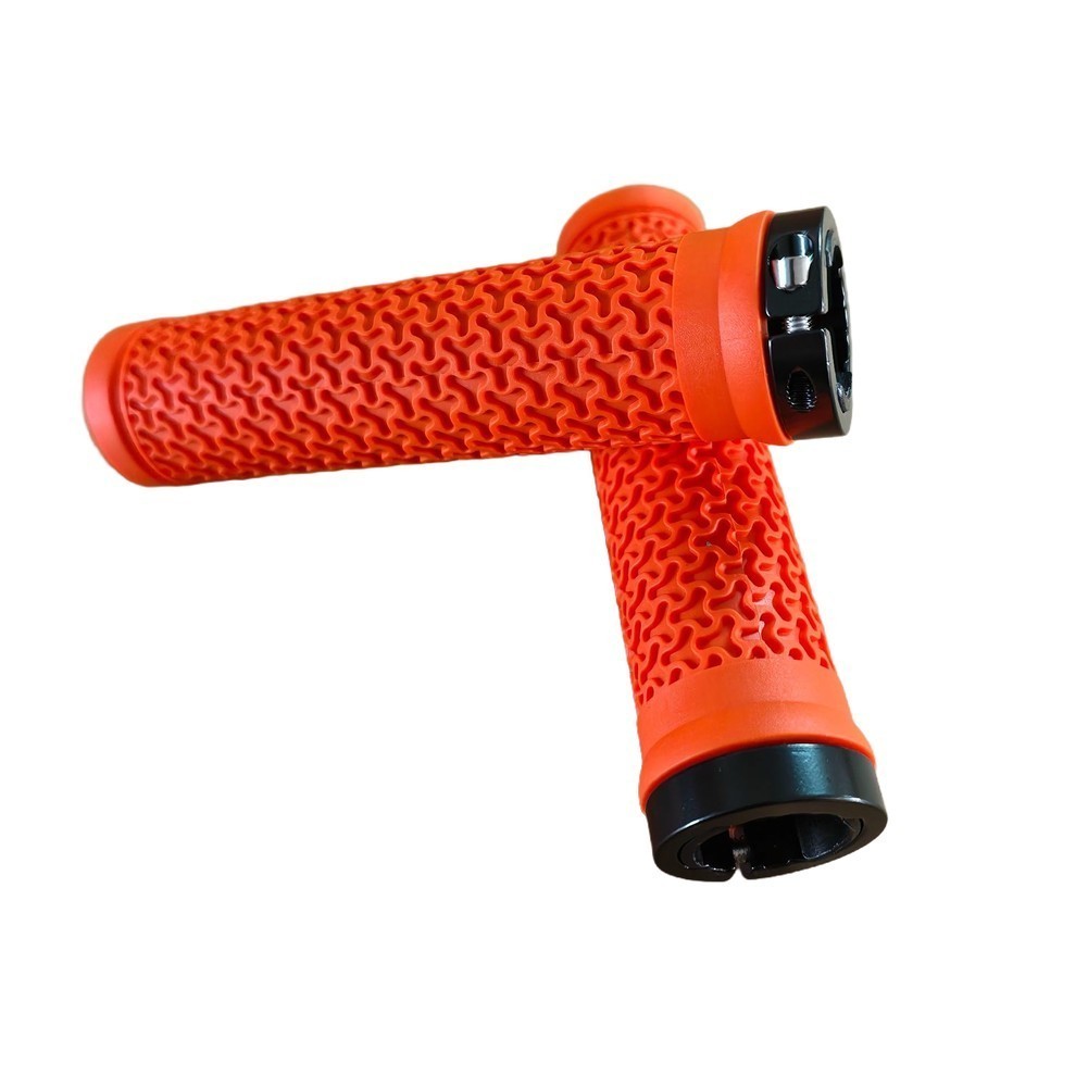 Rubber Bicycle Grips with Aluminum Ring Fit 22.2mm Handlebars for Mountain Bike
