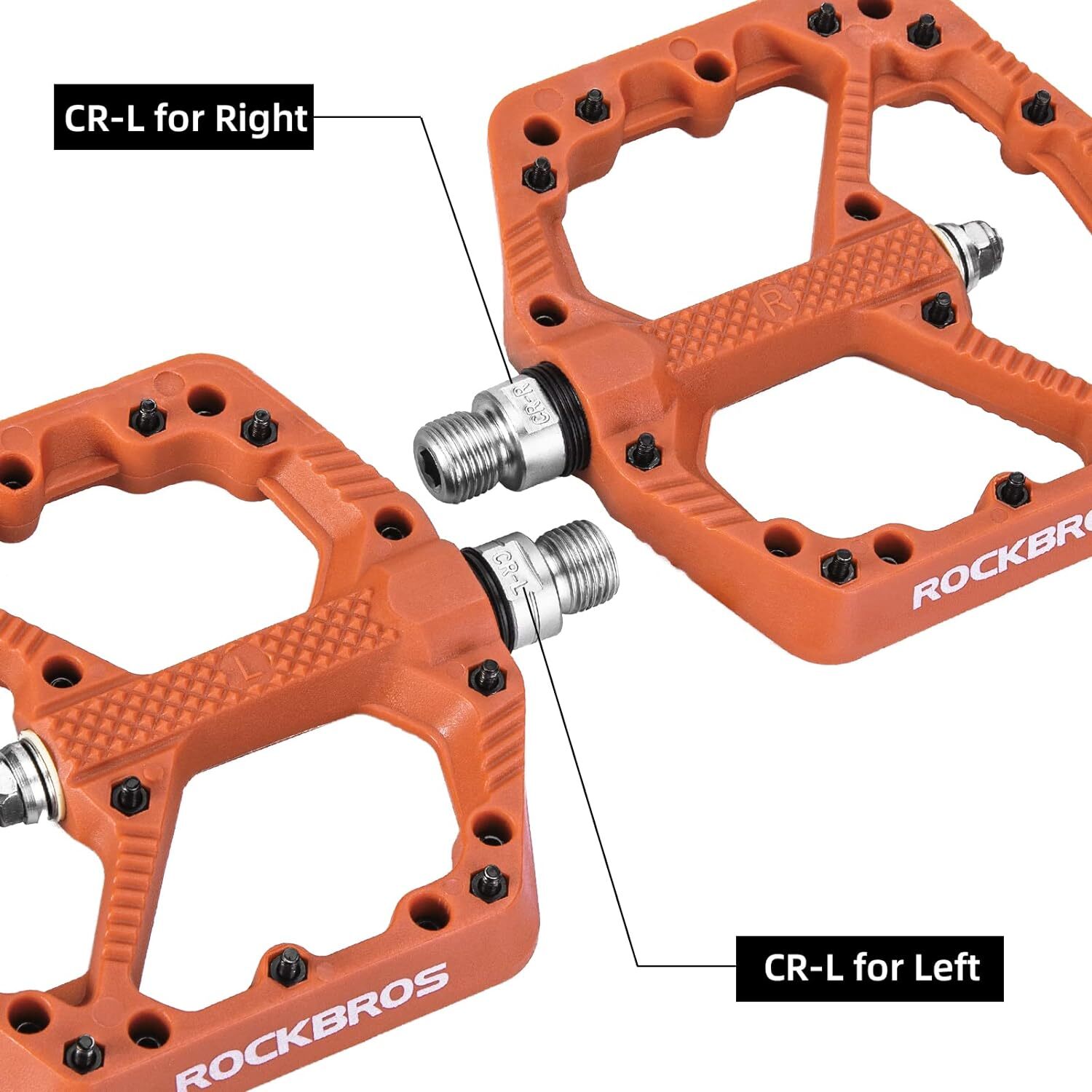 ROCKBROS MTB Bicycle Flat Nylon Pedals Orange Fiber Bicycle Platform Pedals 9/16