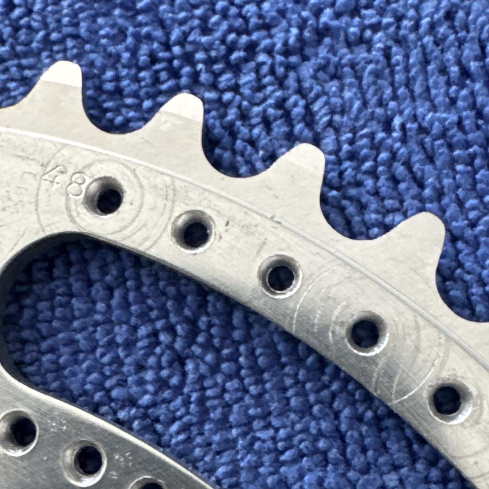VNTG STRONGLIGHT 99 BIS DRILLIUM ALLOY CHAINRING 86 BCD X 48T SIL NEW TAKEOFFS.