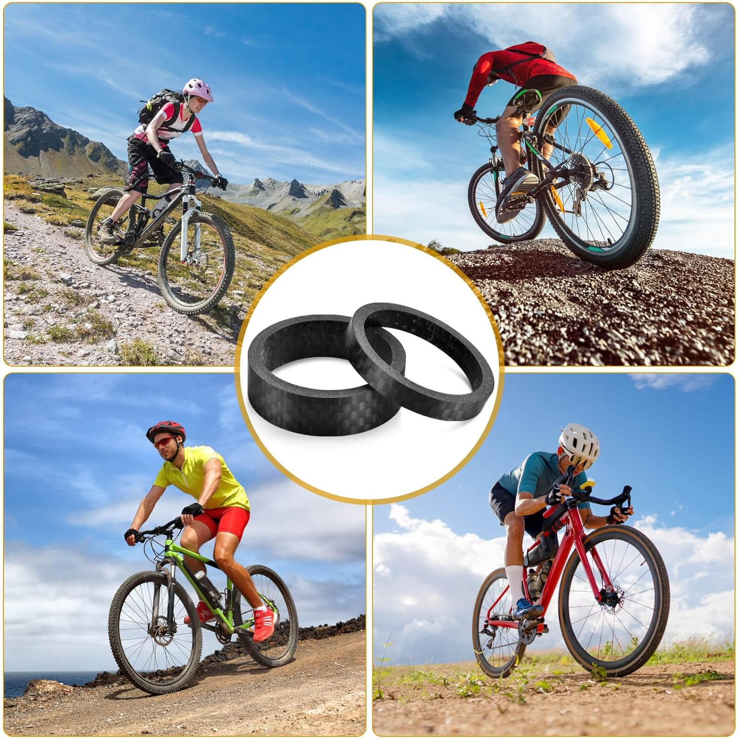 11Pcs Carbon Fiber Headset Spacers 1 1/8″ Headset Spacer for MTB BMX Road Bikes