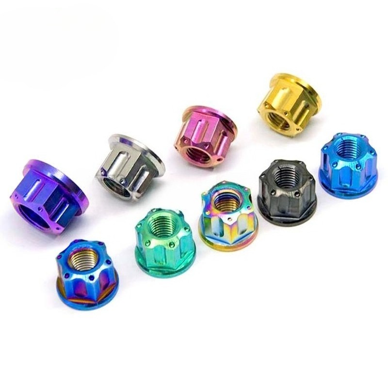 4pcs Titanium Nut M6 M8 M10 M12 M14 M16 Fancy Flange Ti Nuts For Bike Motoycycle
