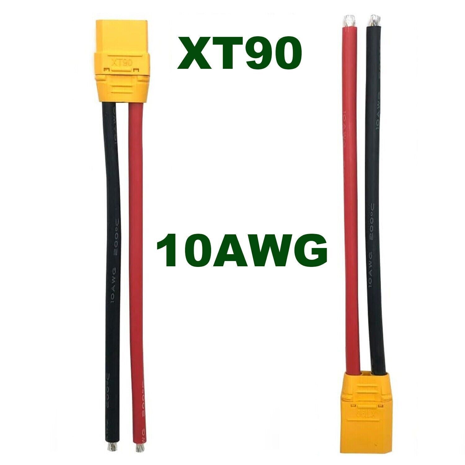 1 Pair 10AWG XT90 Pigtails Cable Male Female Connector for Ebike Li-Ion Battery