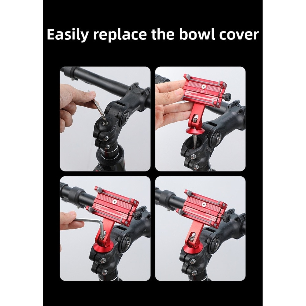4-Claw Aluminum Bike Phone Holder with Anti-Slip Silicone 58-88mm Phone Fit