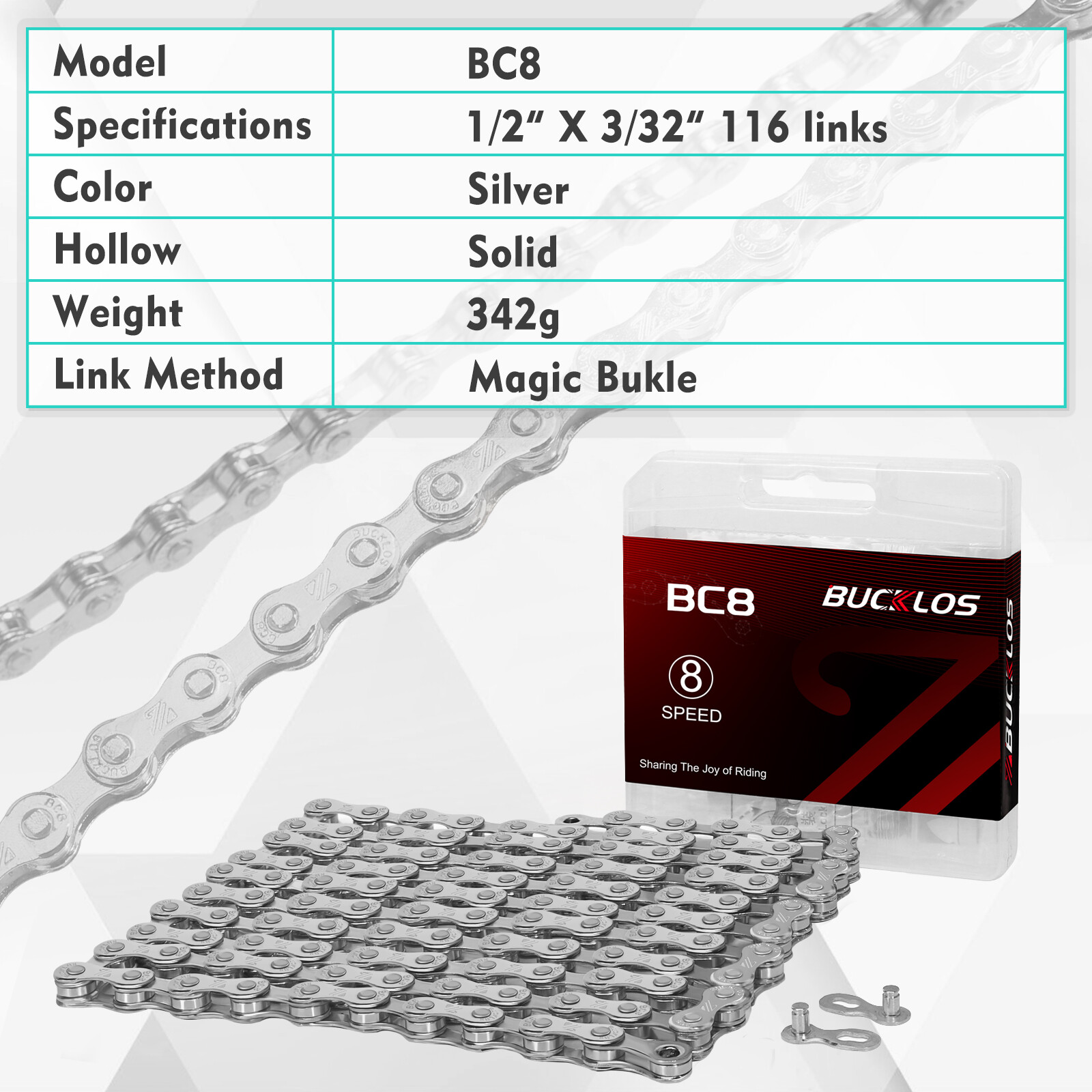 BUCKLOS Bike Chain 6/7/8/9/10/11/12S L/EL/SL 116/126 Links for KMC SRAM Shimano