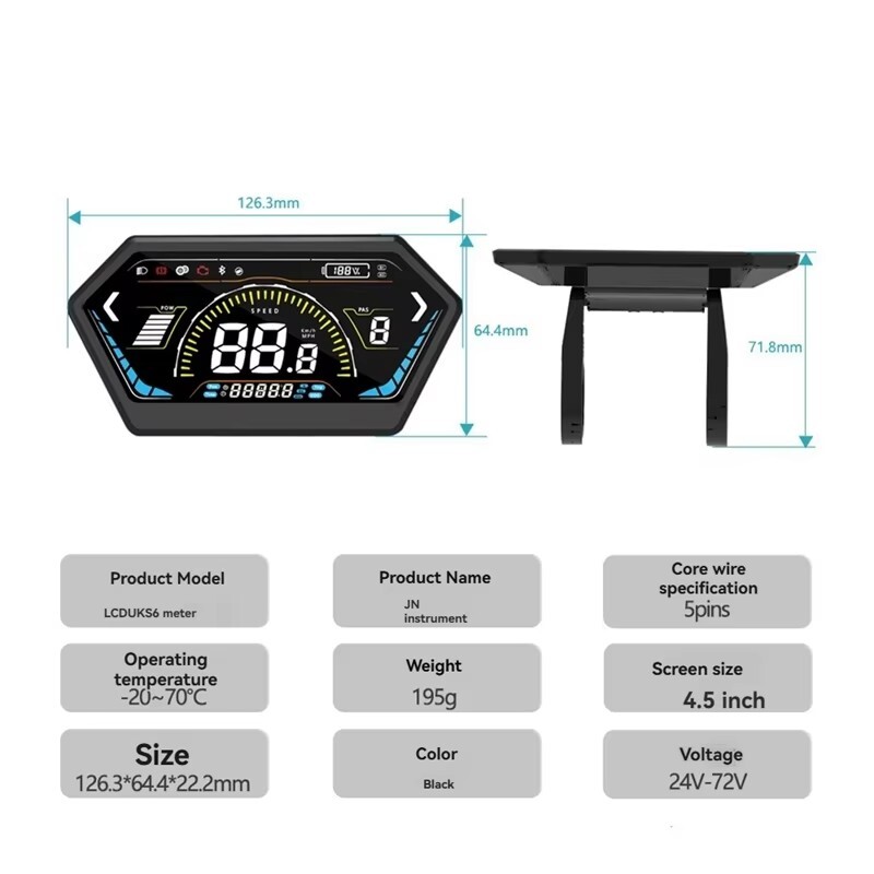 24/36/48/52/60/72V E-Bike Speed Color Display Parts 4.5 inch SM / WP Plug Set