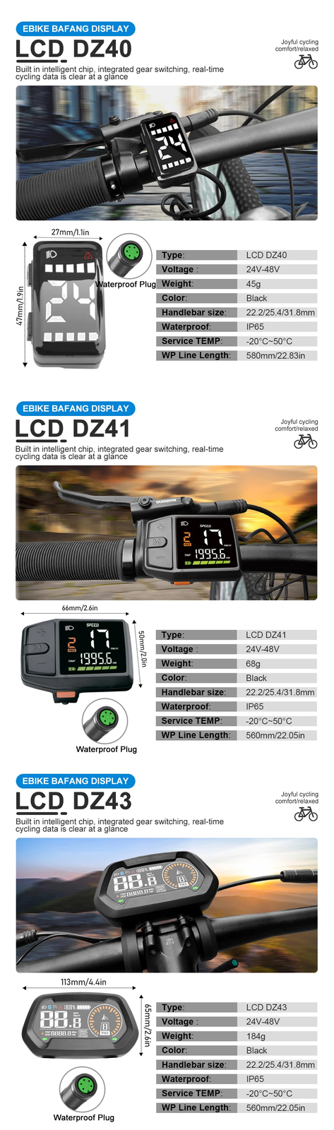 Ebike Intelligent LCD Screen Waterproof 5 Pin OLED Display for Mid Drive Motor